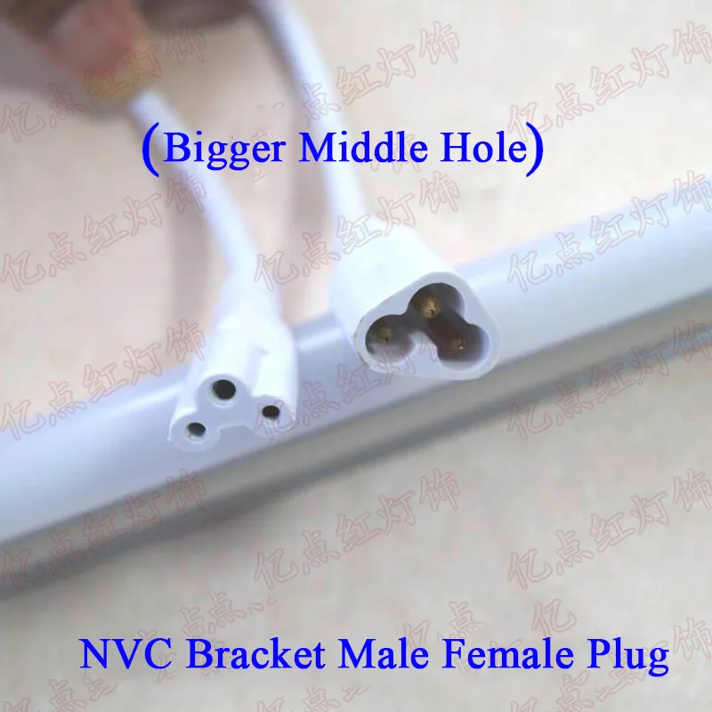 NVC T5 Bracket Light Power Cord Cable LED Fluorescent Lamps Corner Connect Cables 3 Holes Male Female Docking Wire Single Female