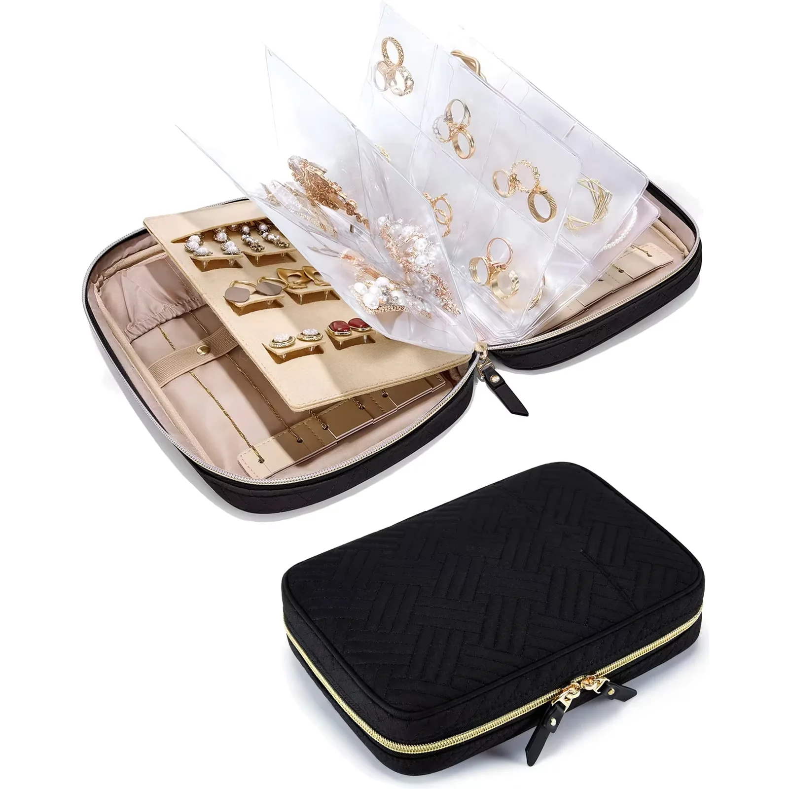 Schmuck Reise Organizer Fall Transparent Schmuck Lagerung Buch Ringbuch Schmuck Taschen Klare Broschüre Schmuck Rollen Reißverschluss Tasche