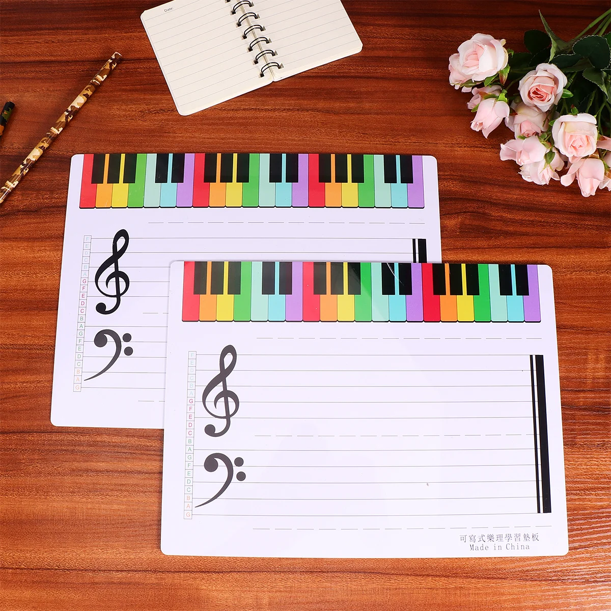 2pcs Five-Line Staff Whiteboard Dry Erase Magnetic Writing Board For Home School Music Practice Teaching Learning Drawing Wall