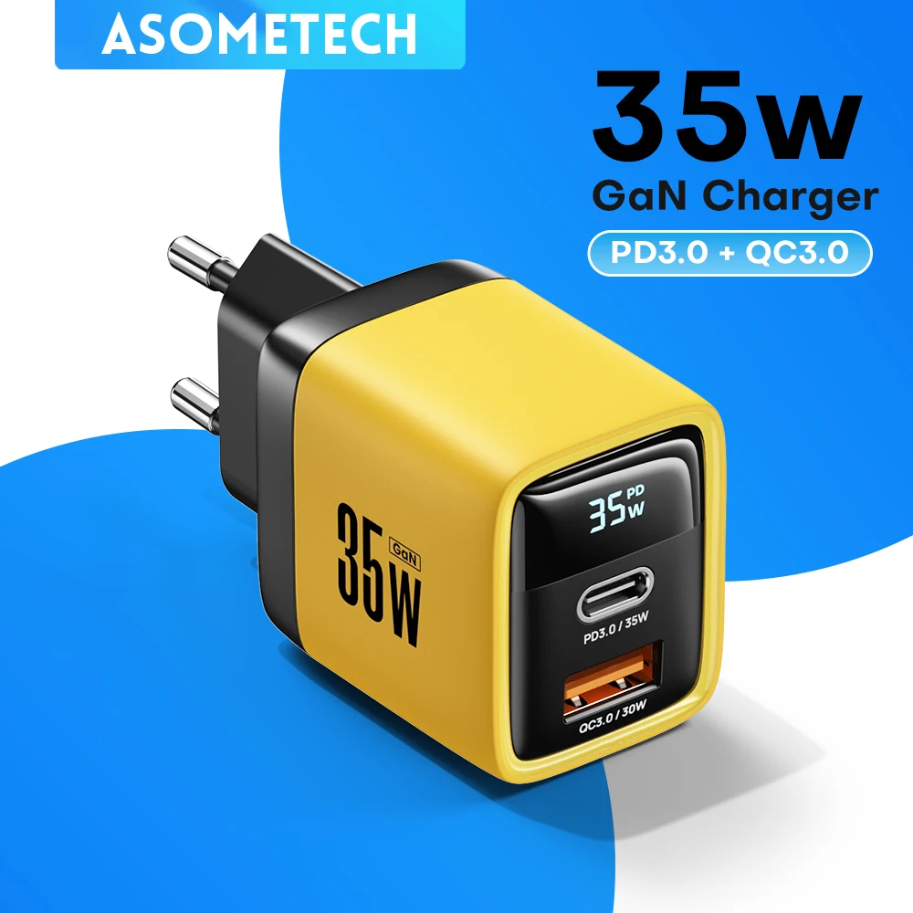 Ładowarka USB C 35 W Gan Szybka ładowarka typu C PD3.0 QC4.0 PPS Szybka ładowarka do telefonów IPhone 15 14 Pro Max Samsung S23 S22 Tablety
