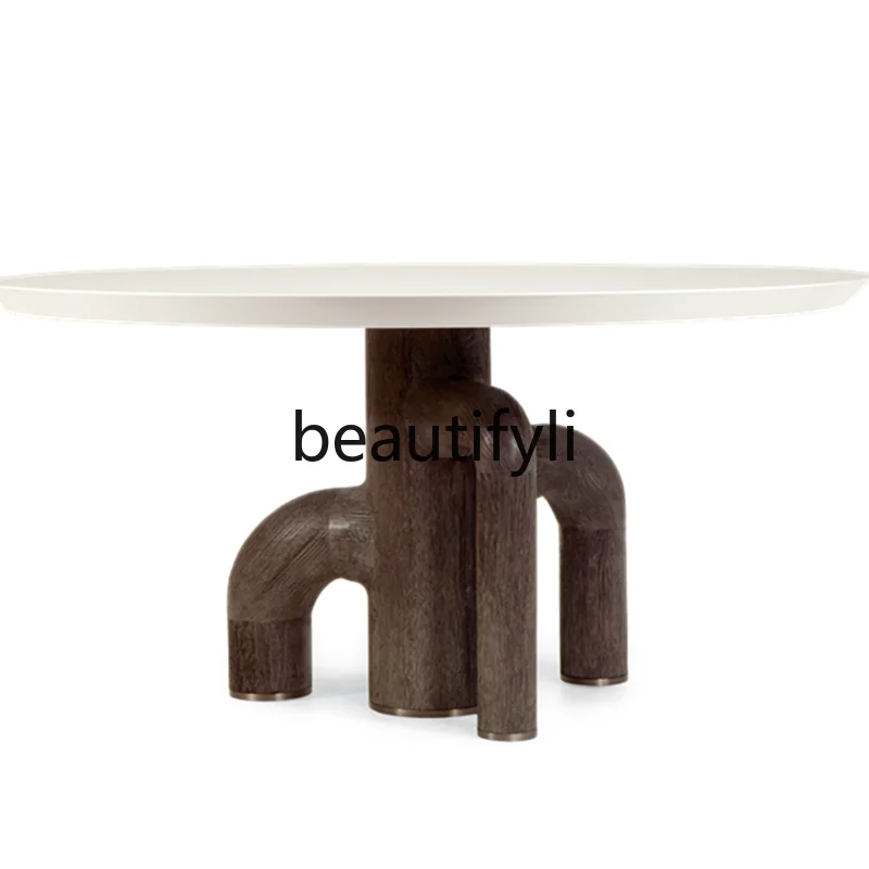 

Nordic solid wood dining table round negotiation desk simple modern conference bed and breakfast tea table