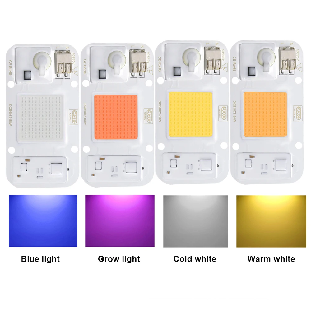 Imagem -02 - Chip de Lâmpada Led Cob 5w 20w 30w 50w 220v 110v Entrada Inteligente Driver ic Compatível com Faça Você Mesmo Holofote de Led Luz Branca Fria Quente