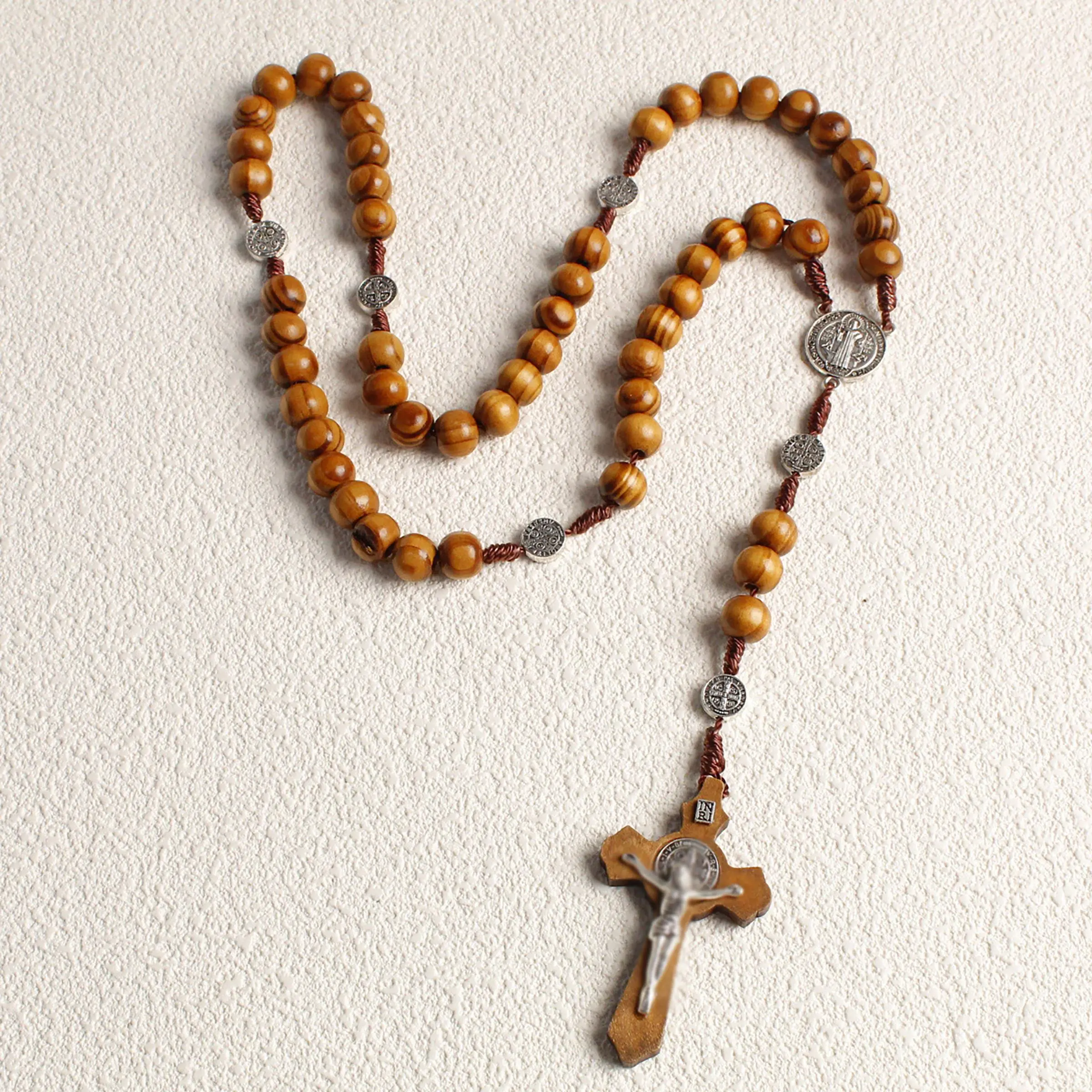 Jewelry Making Ideas With Beads - Wooden Beaded Cross Pendant Necklace, Handmade