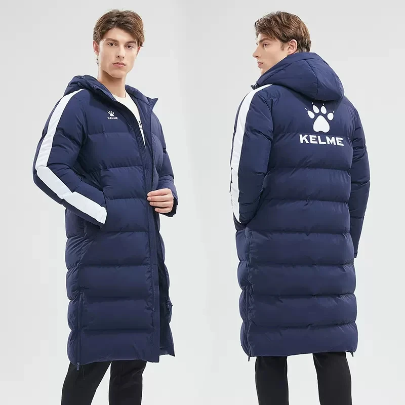 KELME Männer Winter Jacke Lange Feste Sport Training Mantel Mantel Outrwear Warme Baumwolle Gepolsterte Wintermantel Männer Frauen 9261MF1015