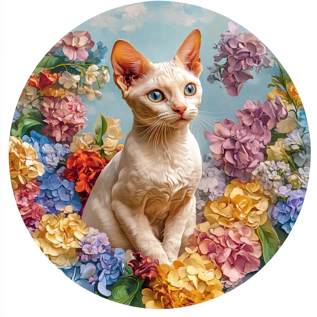 Devon Rex Cat Decorative Ornaments - Customizable Circular Aluminum Paintings & Pet Souvenir Tombstones