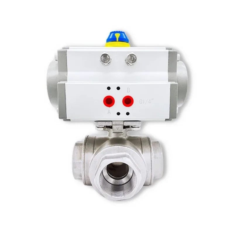 Stainless steel pneumatic three-way ball valve threaded three-way valve Q6145F-16P inner thread three-way ball valve