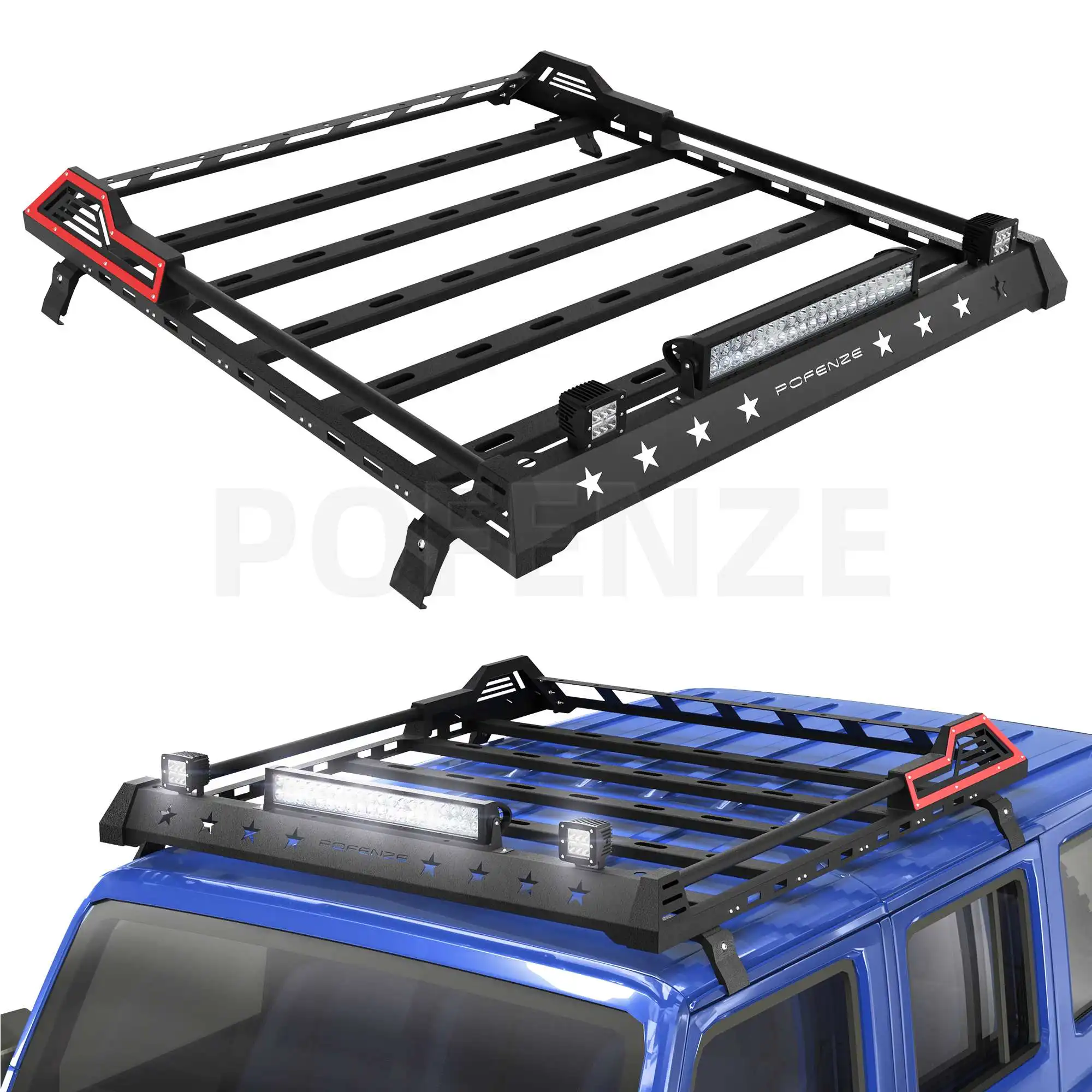 

Hardtop Roof Rack for 2007-2025 Jeep Wrangler JK JL Unlimited (4 Door Only) Roof Rack Cargo Basket with LED Lights