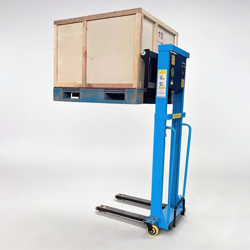 

Hydraulic Small Hand Remote Control Electric Forklift Manual 500kg 1000kg Hand Pushed Forklift Self Lift Stacker