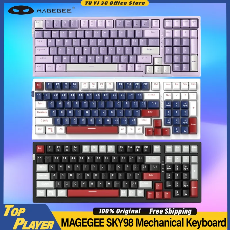 MAGEGEE SKY98 Mechanical Keyboard Customized Hot Swappable Full Size Gasket RGB OUTEMU Switches for Win Mac Office HIFI Typing