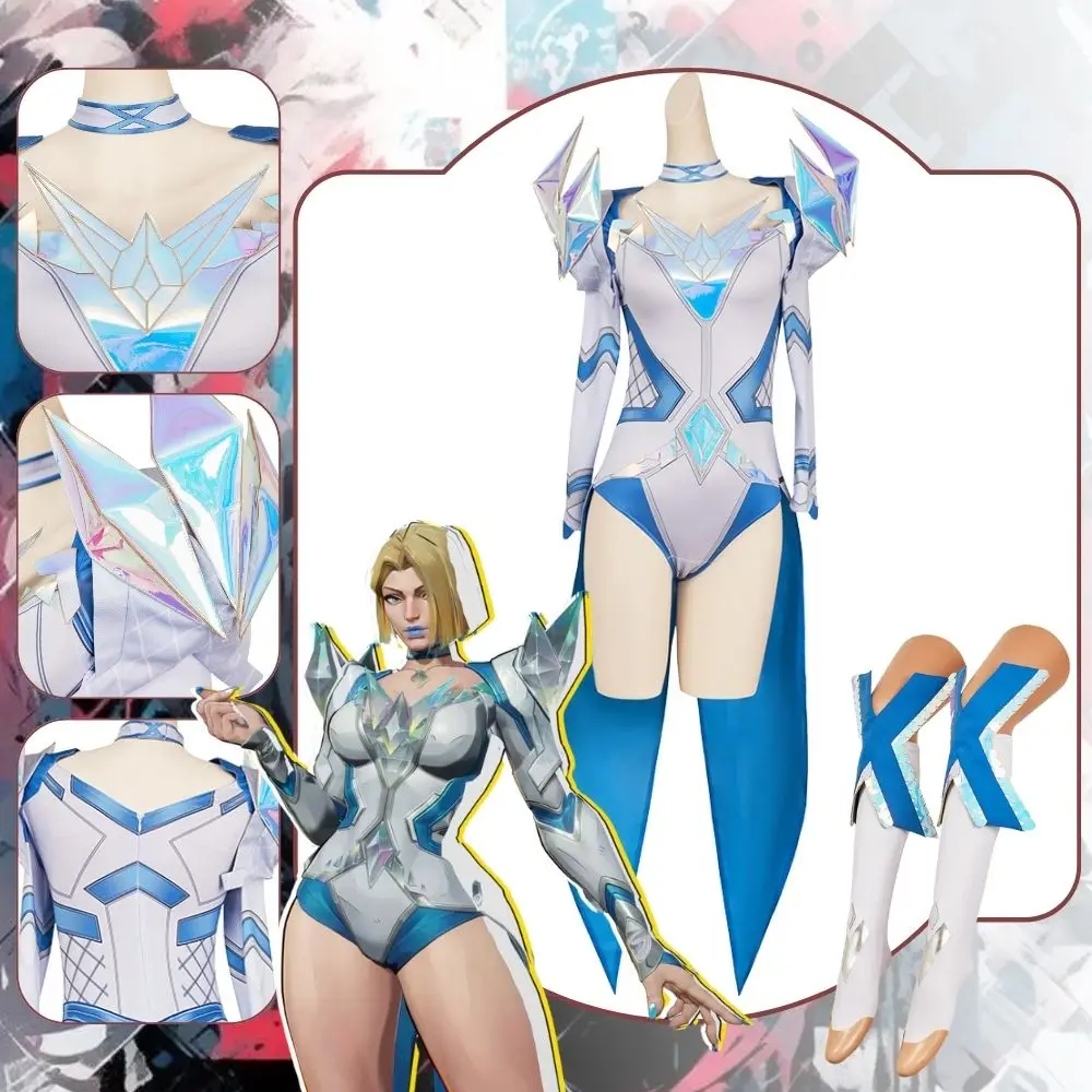 

Rivals Emma Frost Cosplay Fantasia Costume Disguise for Adult Women Jumpsuit Cloak Roleplay Outfit Halloween Carnival Party Suit