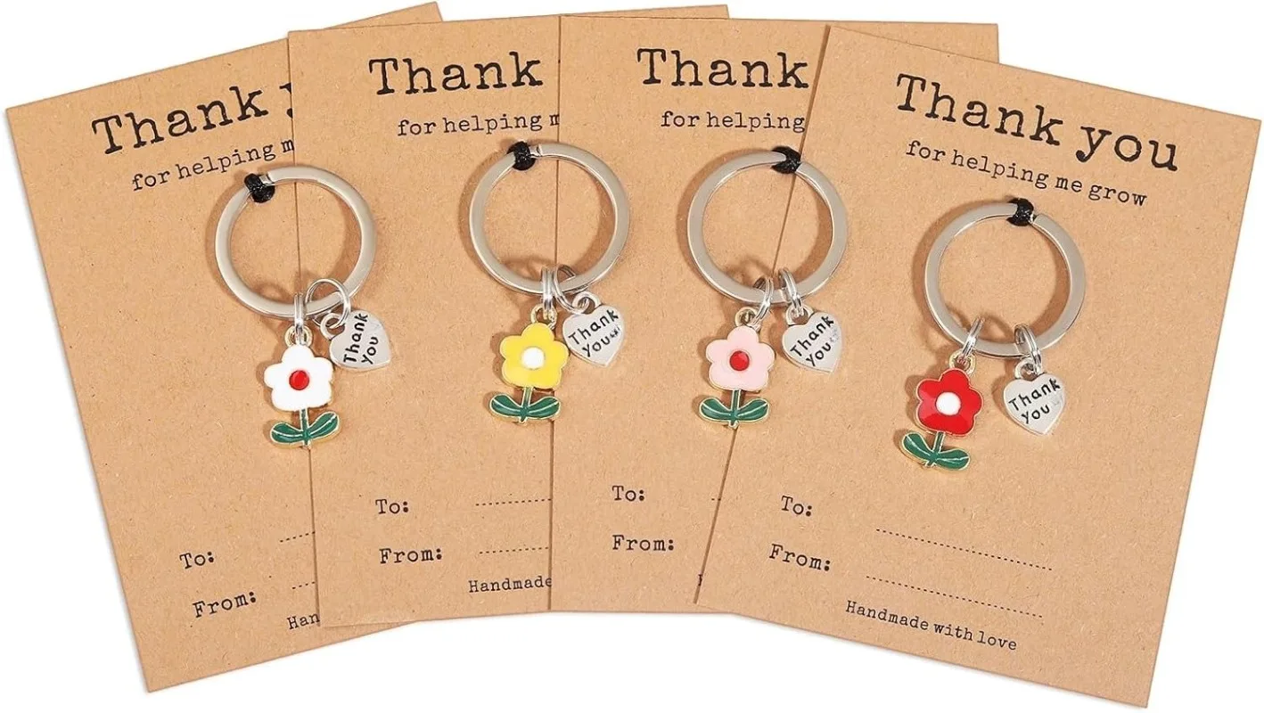 1PC Teacher Appreciation Keychain Gifts in Bulk Teacher Day Christmas Gift Thank You for Helping Me Grow Keychain