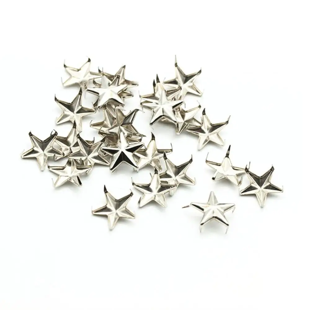 Silver Fashion Spikes Spots Nailhead for Hat,Bag,Clothes Releasable Metal DIY Studs Star Rivets Sewing Decor Garment Supplies