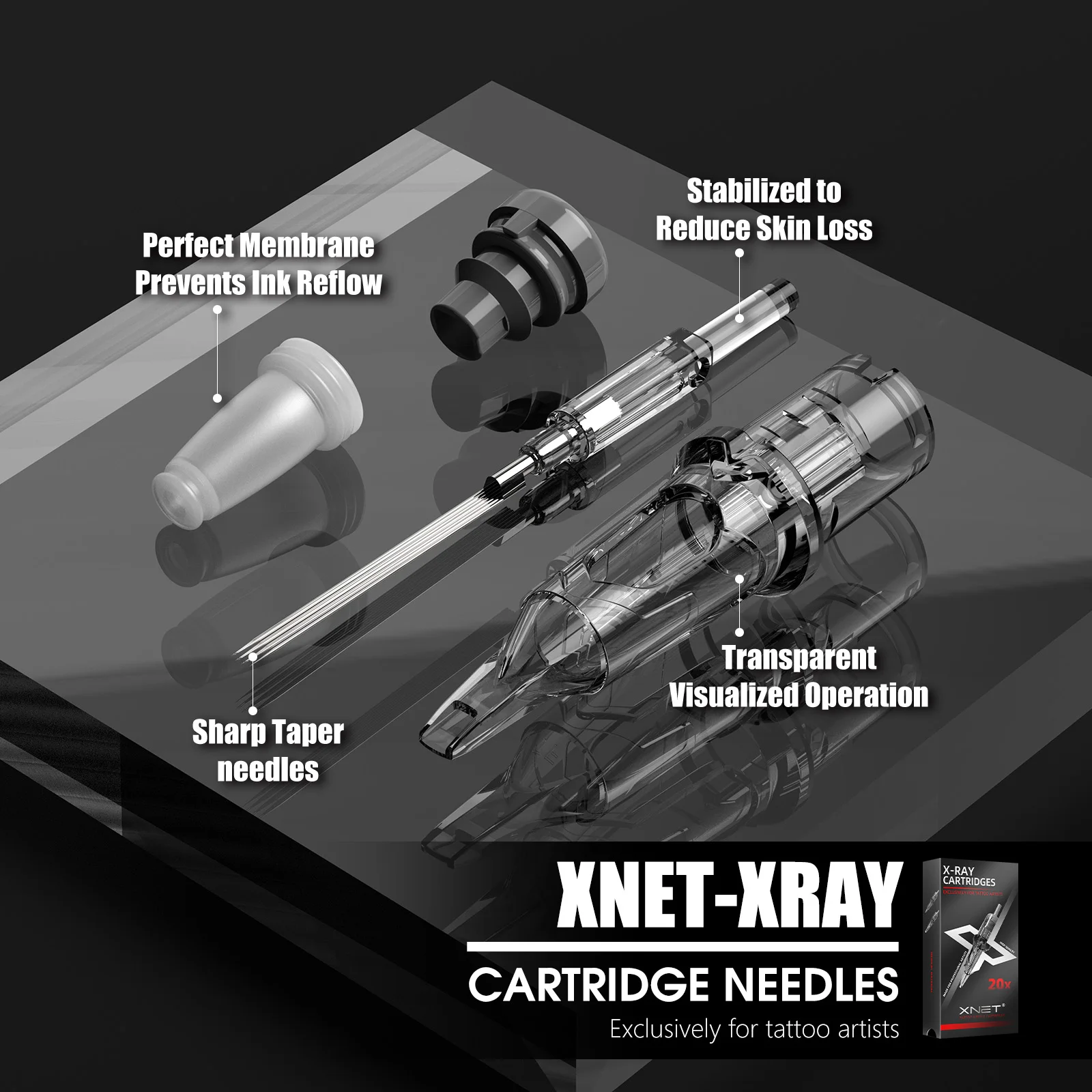 XNET X-RAY Cartridge Tattoo Needles 10pcs Round Liner RM 0.3mm/0.35mm Disposable Sterilized Safety Tattoo Needle for Cartridge
