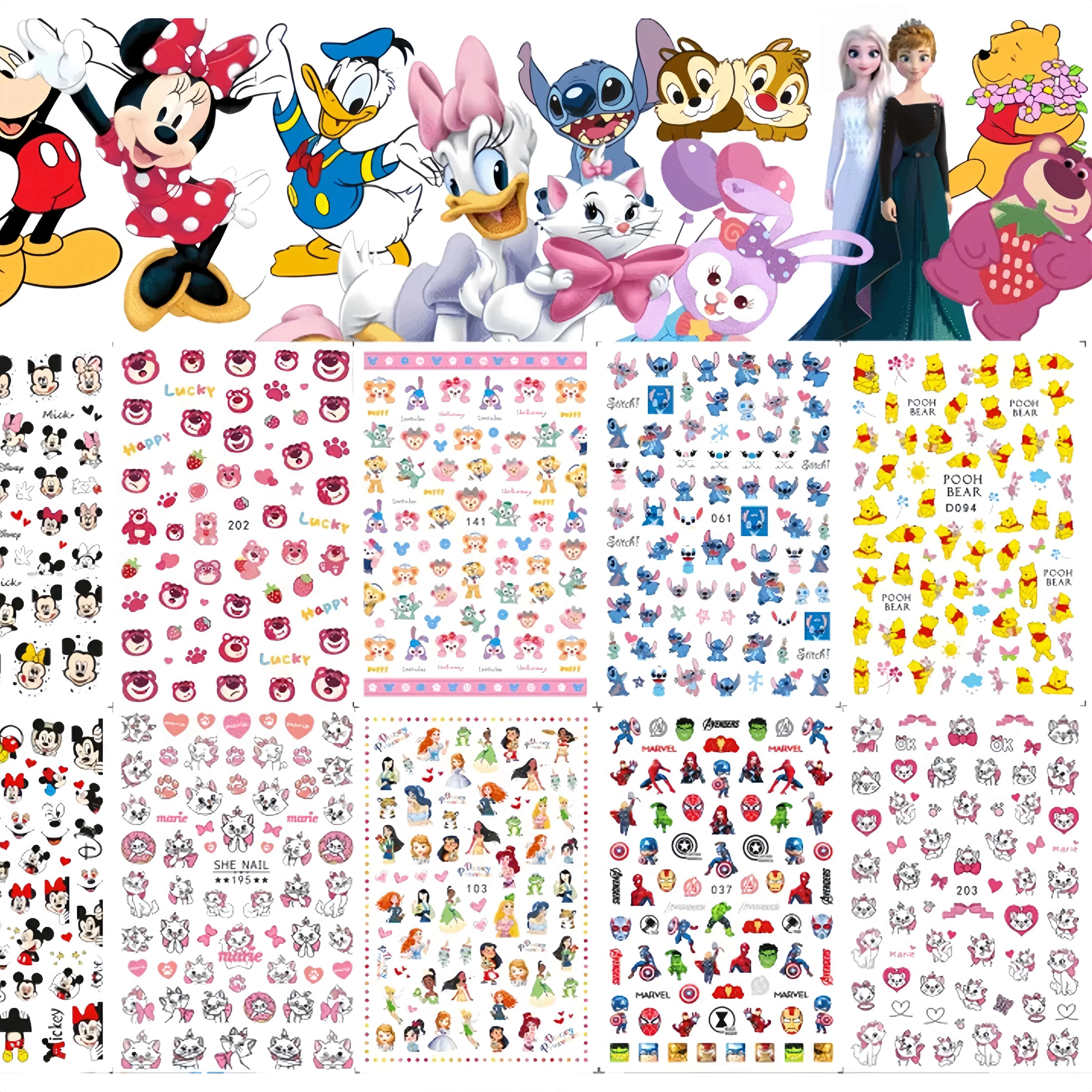 Disney Anime Character Cartoon Accessories Stickers Cute Mickey Lilo & Stitch Mobile Phone Stickers Spider-Man Car Stickers