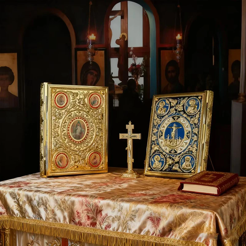 Neu2026 Orthodoxe Gottesdienst-Ikonoklase Gold Blaue Emaille Handwerkskunst Ritual-Ornament für Kirchen Stabil und Dick Nicht leicht zu verformen Geschenk – Detail 11