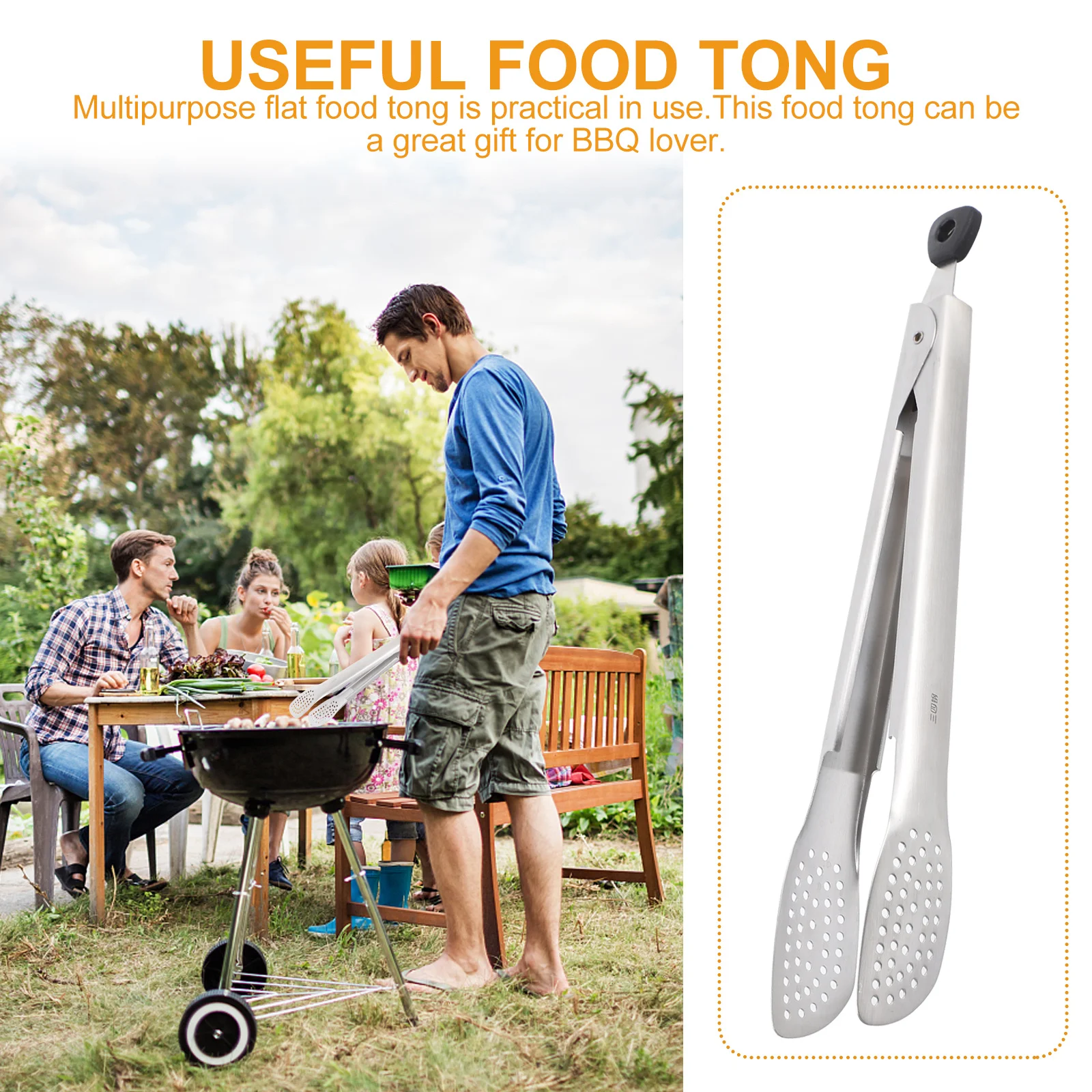 

1 pc Multipurpose Food Tong Stainless Steel Head Bbq Clip For Grilling Fish Meat Vegetables Practical Kitchen Tool
