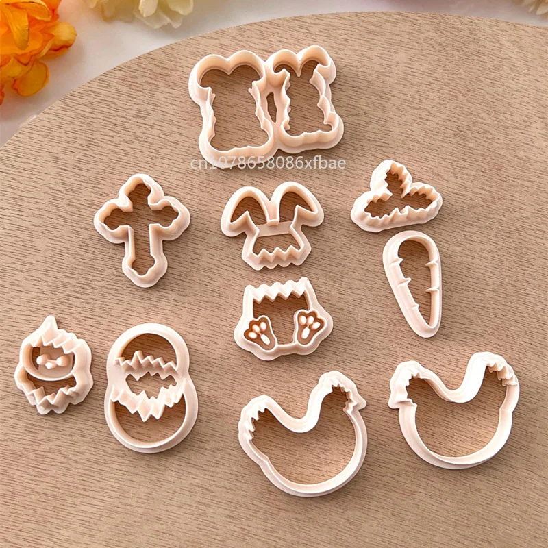 Easter Days Animal Bunny Polymer Clay Cutters Easter Cute Chicken Rabbit Cross Pottery Clay Earrings Cutting Die Jewelry Tools