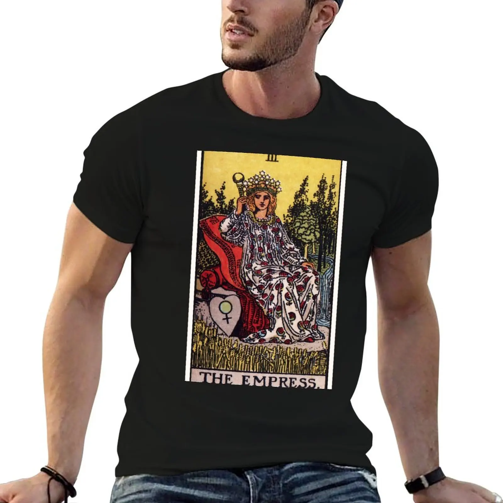

100% cotton man Empress quality The T-Shirt t high t man t Tarot cotton shirts cotton Card III. shirts shirts