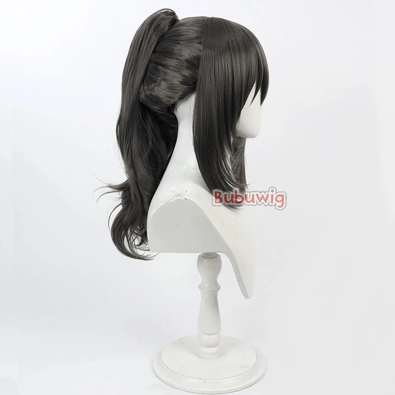 Bubuwig cabelo sintético trailblazer perucas cosplay honkai: star rail trailblazer 60cm ondulado cinza escuro peruca rabo de cavalo resistente ao calor