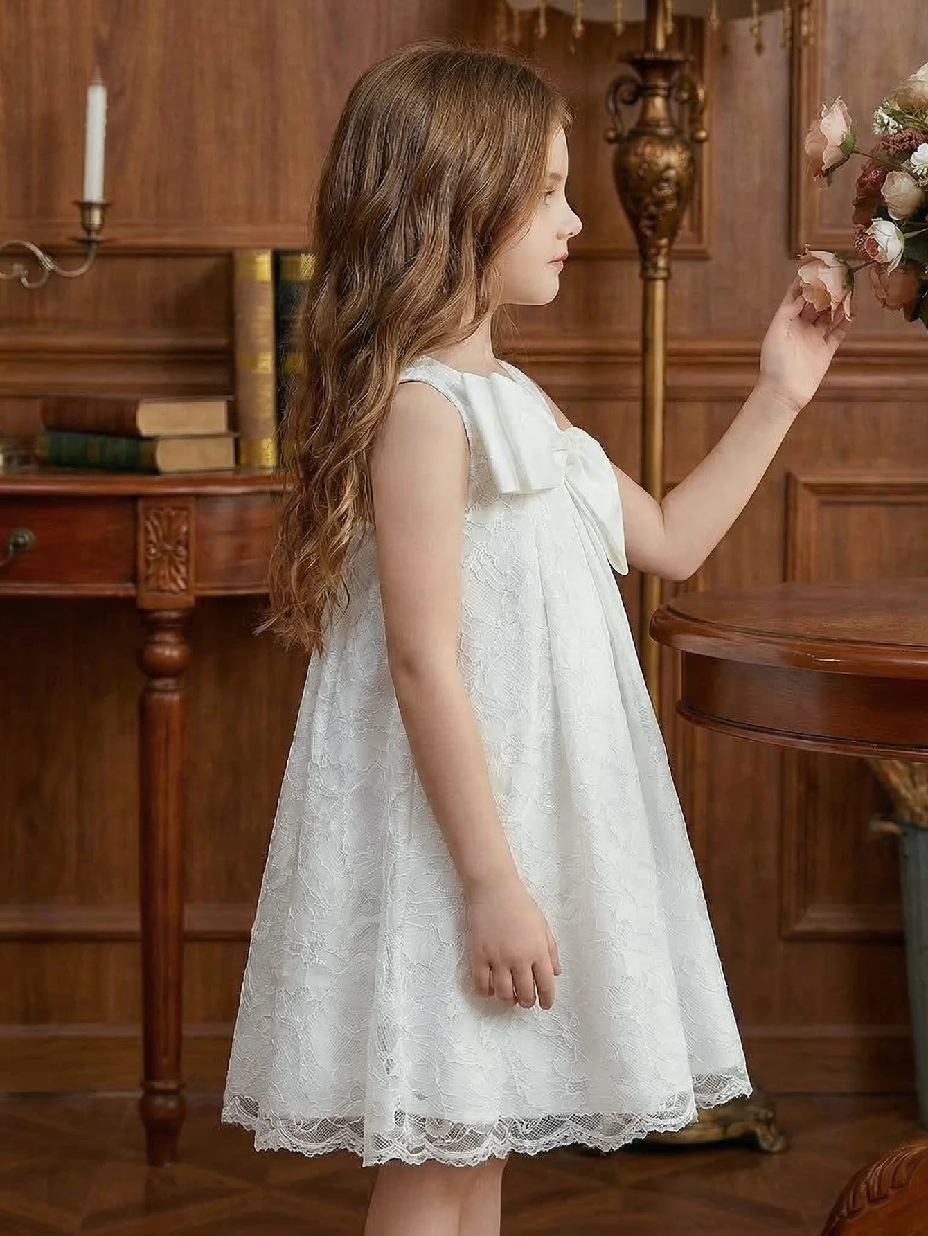 Elegant White Formal Lace Gown for Girls Designed for Special Occasions Including Weddings,Formal Dinners,Birthday Party Dress view 4