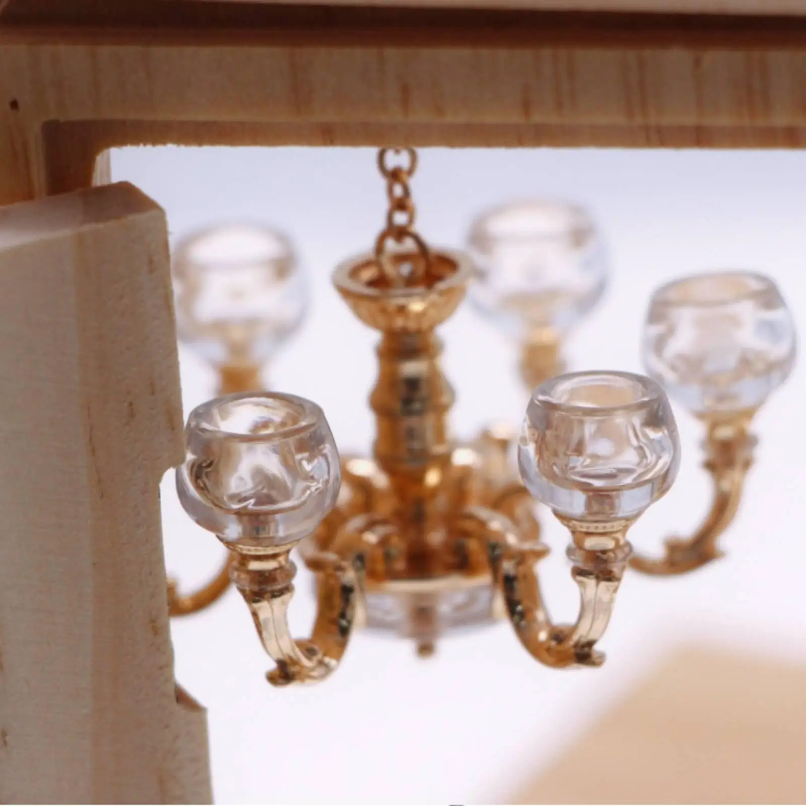 1:12 Dollhouse Chandelier Luxury Dollhouse Chandelier Photography Prop Miniature Overhead Lamp for Photography Setting, Toy