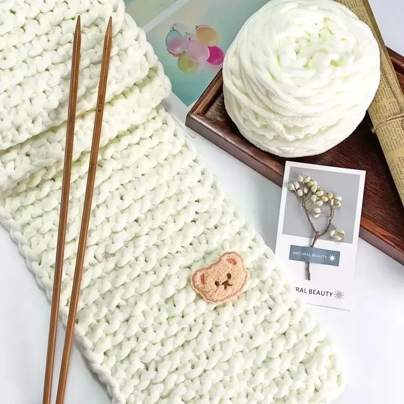 100g/ball Chenille Knitting Yarn Soft Ice Strip Line Cotton Yarn DIY Wool Yarn for Hand Knitting Scarf Thick Wool Wholesale