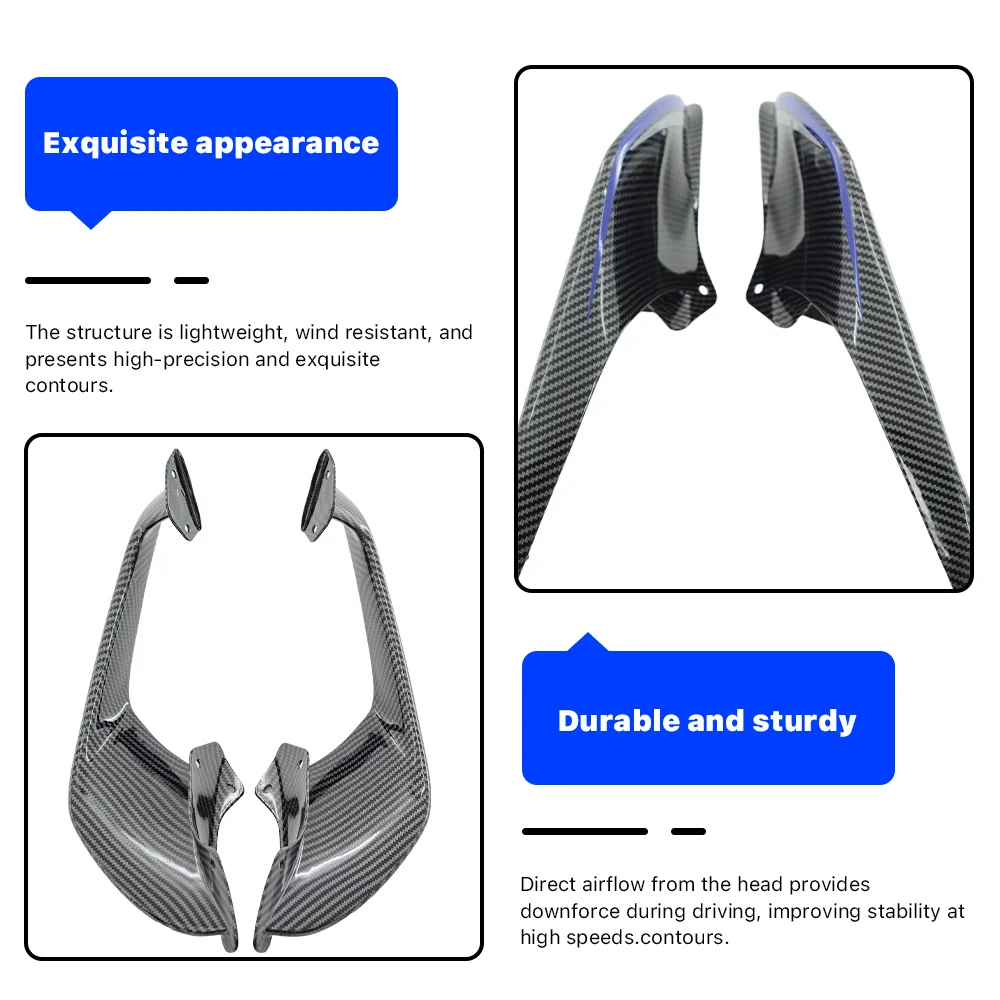 Front Side Winglets For Yamaha R1 R1M 2020-2025 Wings Fairing Downforce Moto Parts ABS Plastic Installed By Bolts bule carbon