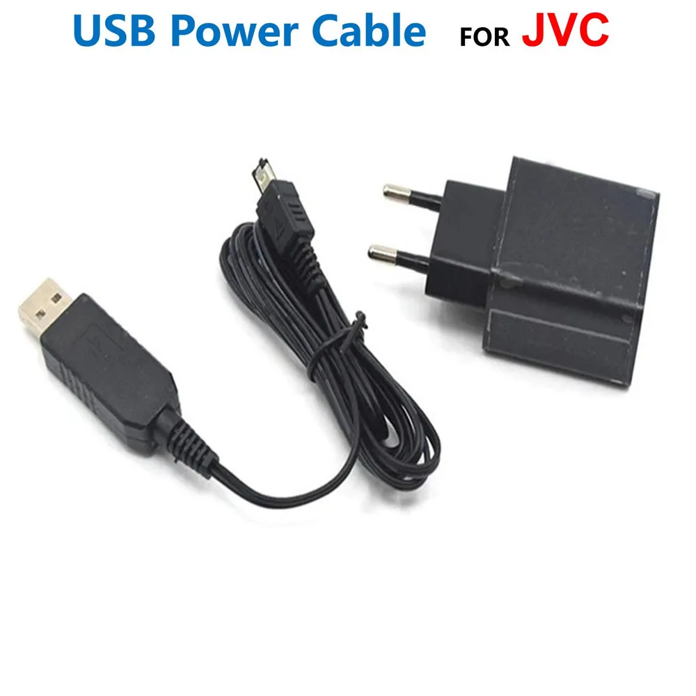 USB Power Cable+QC3.0 Charger Adapter For JVC Camecorders AP-V14 V15 V16 V18 AP-V19E AP-V19U AP-V20 V20E GR-DF430 DF450 MC200US