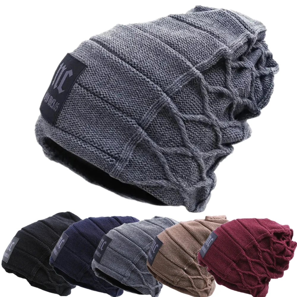 Hot Sale Unisex Warm Winter Hat Fashion NC Letter Label Knitted Hats Fashion Ski Beanie Cap