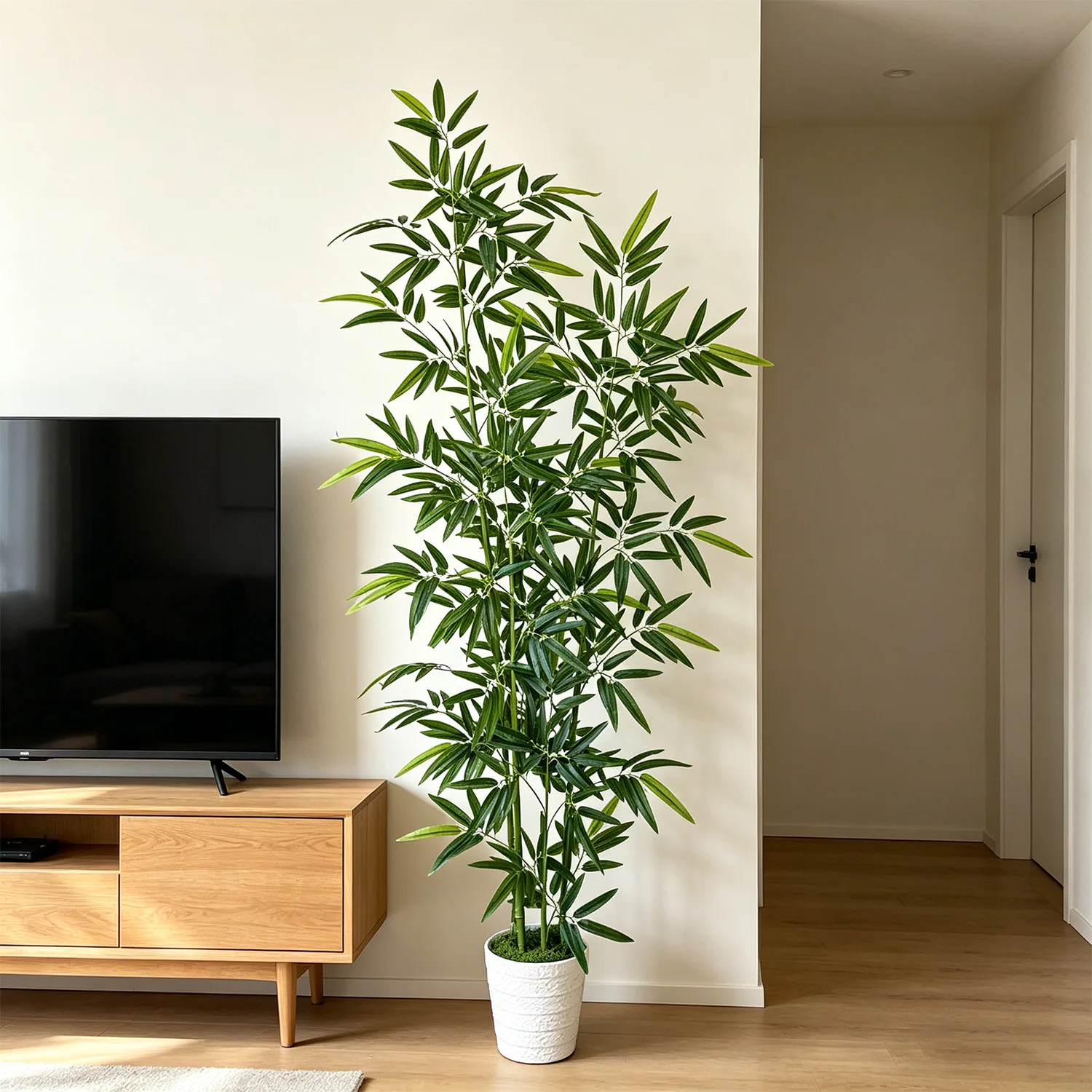 5.25FT-7.05FT Artificial Green Bamboo Multi-Stem Fake Bamboo Tree Real Touch Faux Plant Tall Floor Decor for Indoor Outdoor