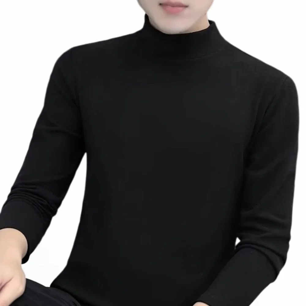 Round Neck Men Velvet Thermal Clothes Feel Heating Double-sided Thermal Underwear Long Sleeved Thermostatic Warmth Long Tops