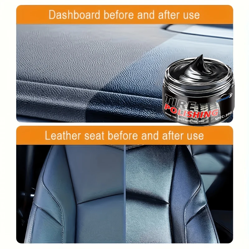 All-Purpose Tire Wax and Shine Restorer - Specially Formulated for Car and Motorcycle Tires, It Can Effectively Prevent Cracking, Cover Scratches, and Produce a Blackening Effect Especially Suitable for Refurbishing Plastic Parts and Enhancing the Shine of Tires.