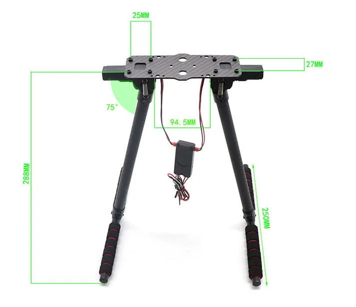 Electric Retractable landing gear 170MM/ 260mm height W/ central Plate for F550 F450 hexcopters Quad Hexa Octa Multicopter