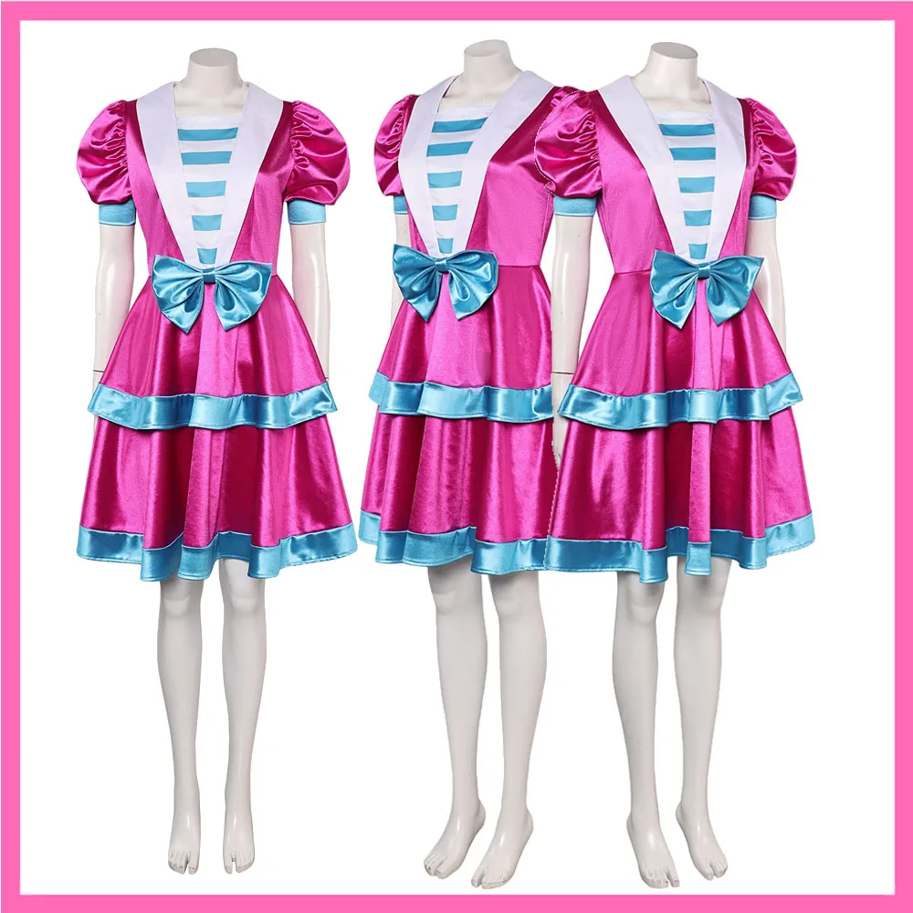 Riley Cosplay Pink Bow Dress Cartoon Inside Cos Out Adult Women Costume Outfits Halloween Carnival Fantasia Clothes Suit