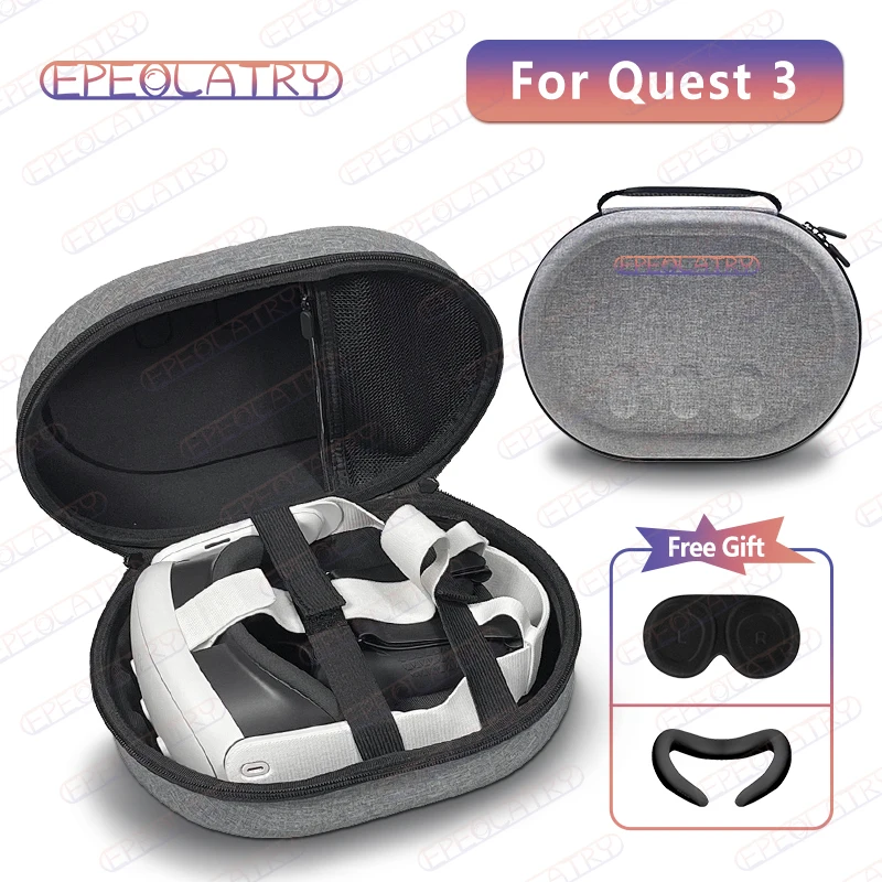 

VR Box for Meta Quest 3 VR Headset Controllers EVA Hard Shell Storage Bag with Mesh for Oculus Quest 3 VR Accessorie