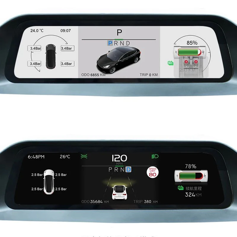 Realsun Head Up Display HUD Instrument Cluster With Speedometer Gear Display Driving Mode for Model 3 Model Y 2024