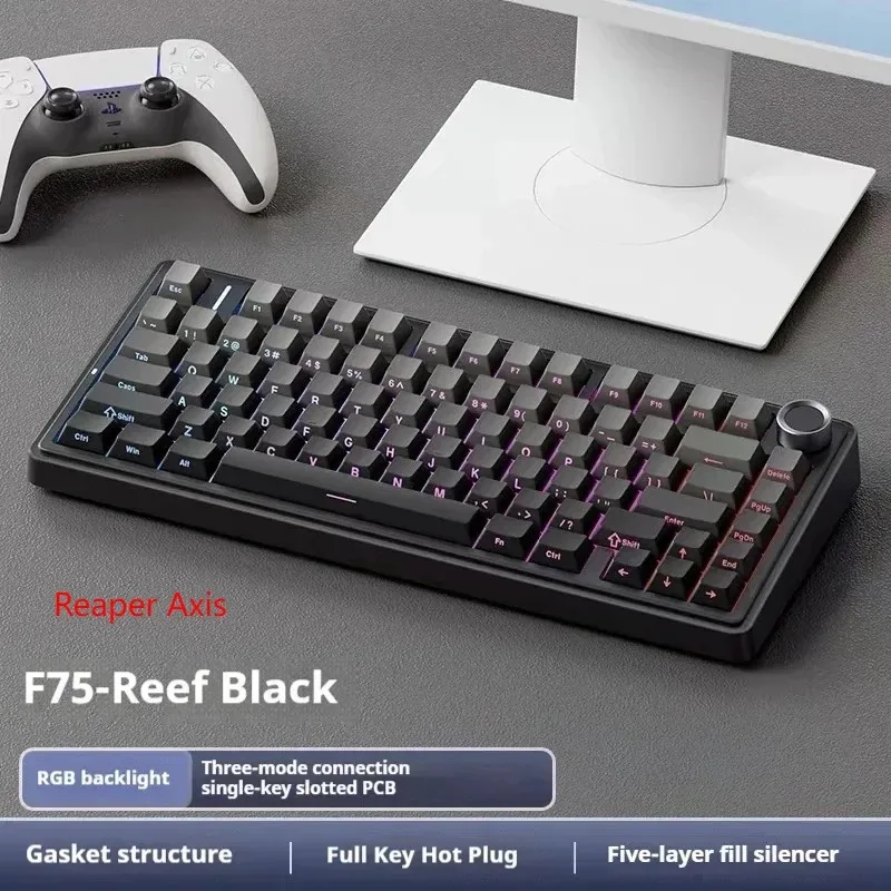 F75 Three Mode Wireless Mechanical Keyboard Bluetooth Type-C Hot Swap Gasket NKRO Custom RGB Win Mac PC Laptop Gamer Office