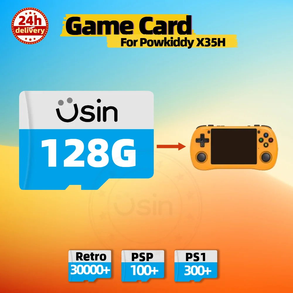 Game Card For Powkiddy X35H Plug&Play Pre-install Retro Games SD portable Console Gaming Memory TF 1T 512G 256G 128G