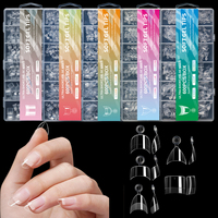 600pcs/Boxed Ultra Short French False Press On Acrylic Nails Tips Almond Square Traceless Manicure Salon Home DIY Fake Nail