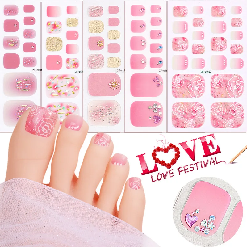 Nueva pegatina transfronteriza para pies, pegatina impermeable para uñas, flash, imitación de diamante, 3D, película tridimensional de aceite para uñas, uñas st