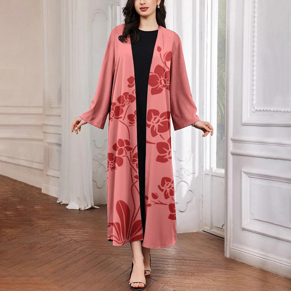 Women's Islamic Pink Long-sleeved Robe 2024 All-new One-piece Robe Elegant And Delicate Summer Breathable Casual Wear For Women