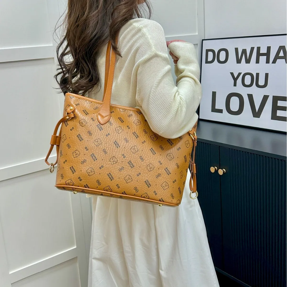 トレンディな大容量プリントトート-新しいカジュアルショルダーバッグ、ユニークなクロスボディ-ヴィンテージパターントート、女性用