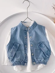 Children's Spring 2023 New Boys' Casual Denim Vest Children's Vest Outerwear Jacket For Girls Windbreak