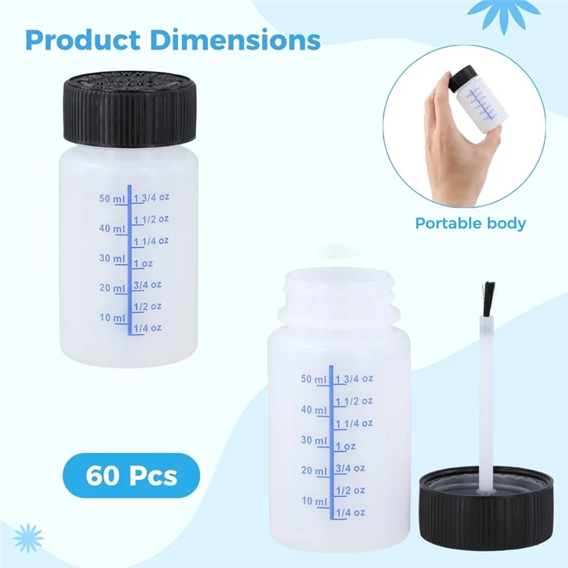 UISN 60 PCS 56,7G Retouch Up Paint Containers - Garrafas de retoque de tinta vazia com pincel, bola de mistura para fixação de arranhões de carro