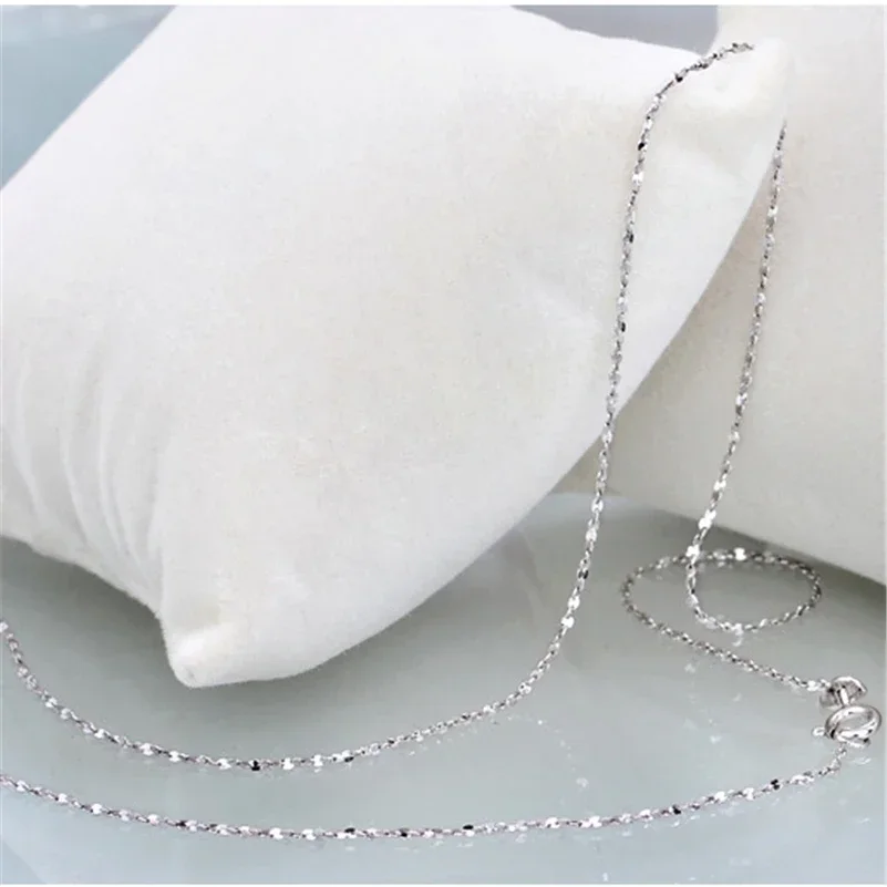 Solid  S925 Sterling Silver 40-45cm Necklace Bijoux Femme Collare Chain Silver 45cm Necklace 925 Naszyjnik Ley 925 Mujer Women