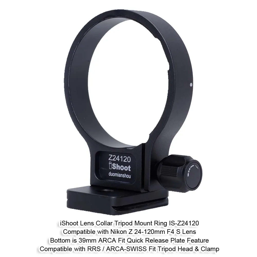 iShoot Lens Collar Tripod Mount Ring Support for Nikon Nikkor Z 24-120mm F4 S Lens, with Arca-Swiss Quick Release Plate