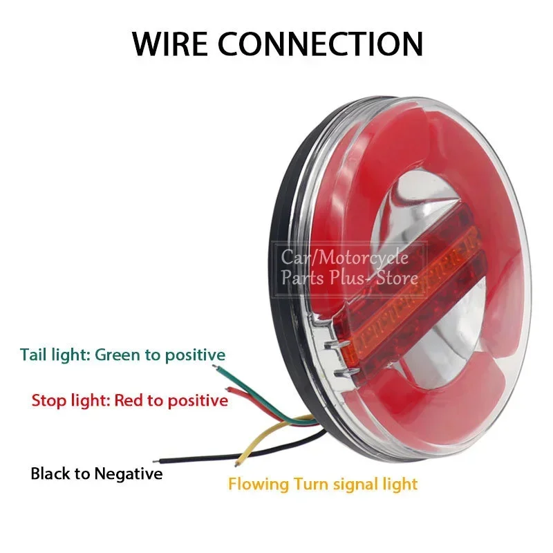 2pcs Dynamic LED Trailer Truck Tail Light 12-30V Car Boat Bus Caravan Brake Light with Flowing Turn Signal And Strobe Function