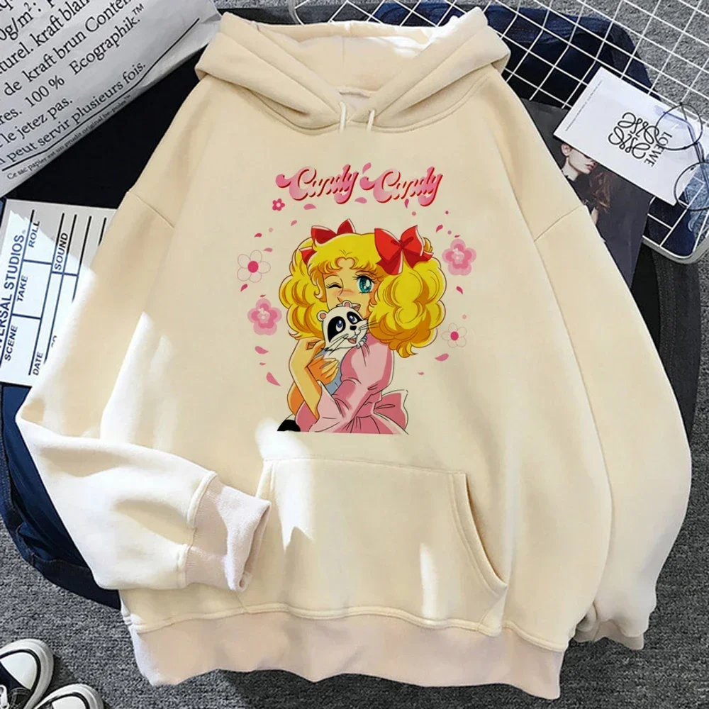 Candy Candy Anime Hoodies Women Aesthetic Streetwear Hooded Shirt Tracksuit Women Korean Style Clothes Sweatshirt