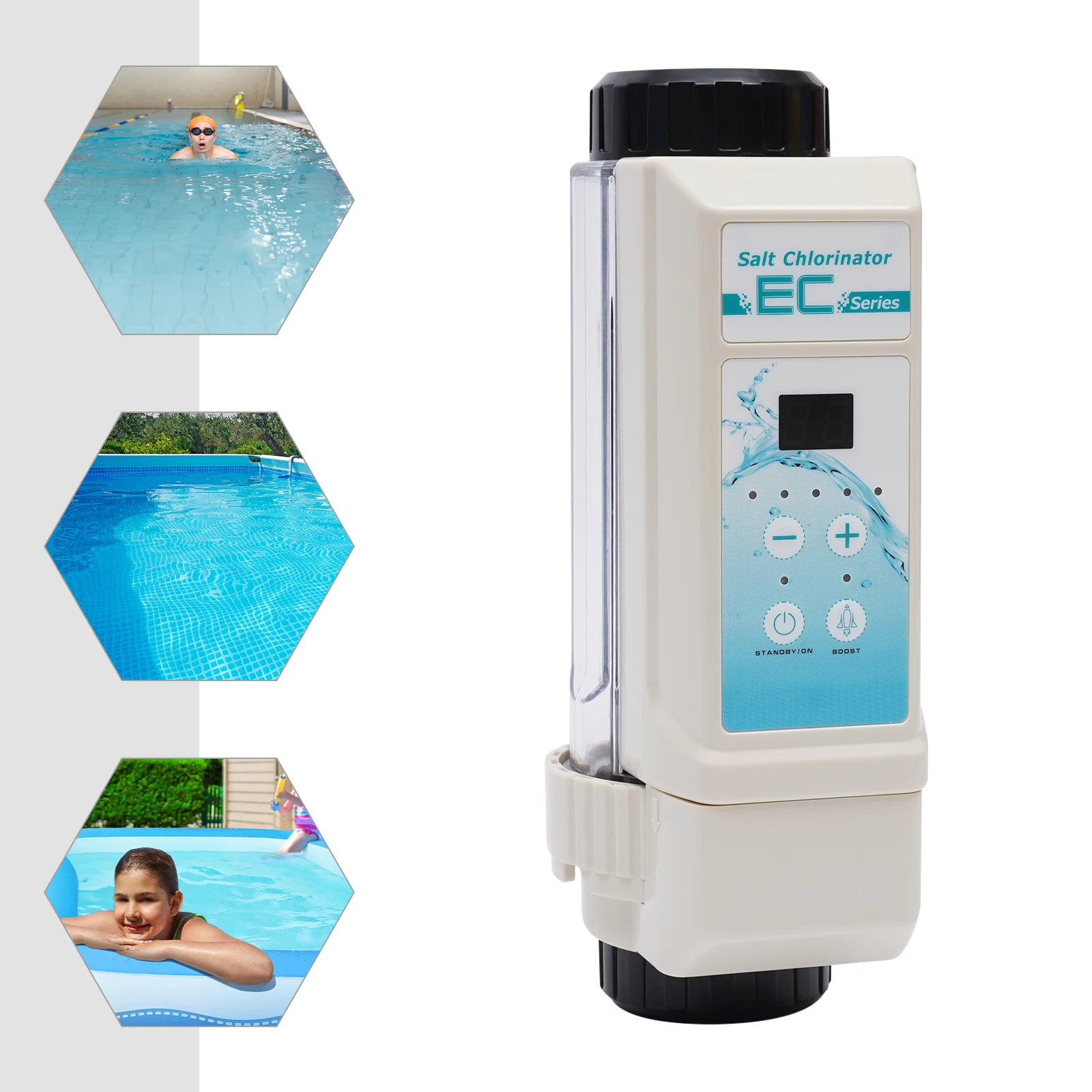 20g/H Salt Water Pool Chlorinator System, Salt Chlorine Generator with Salinity Display,  EC20 Salt Cell for 25000 Gallon Pools