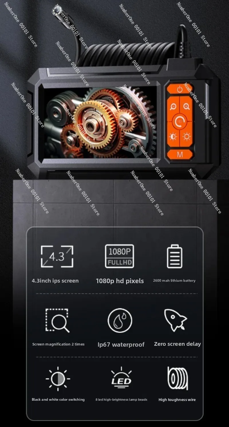 Industrial Pipe Endoscope Camera, for Sewer Dredging & Automotive Engine Maintenance Inspection